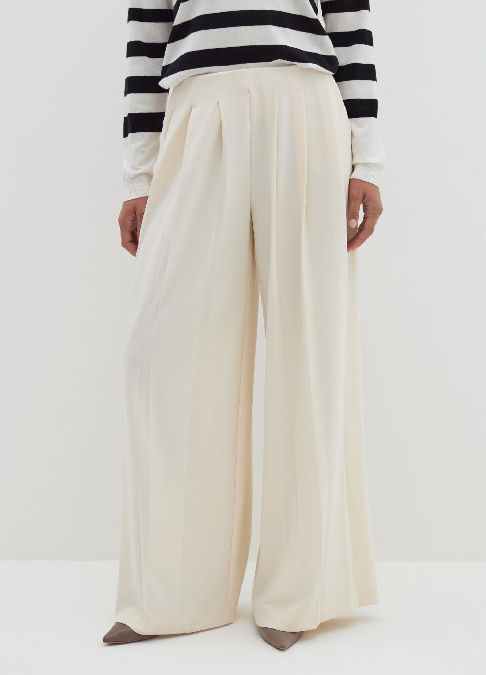 Stefanel Pantalone palazzo plisse in crêpe Sconto