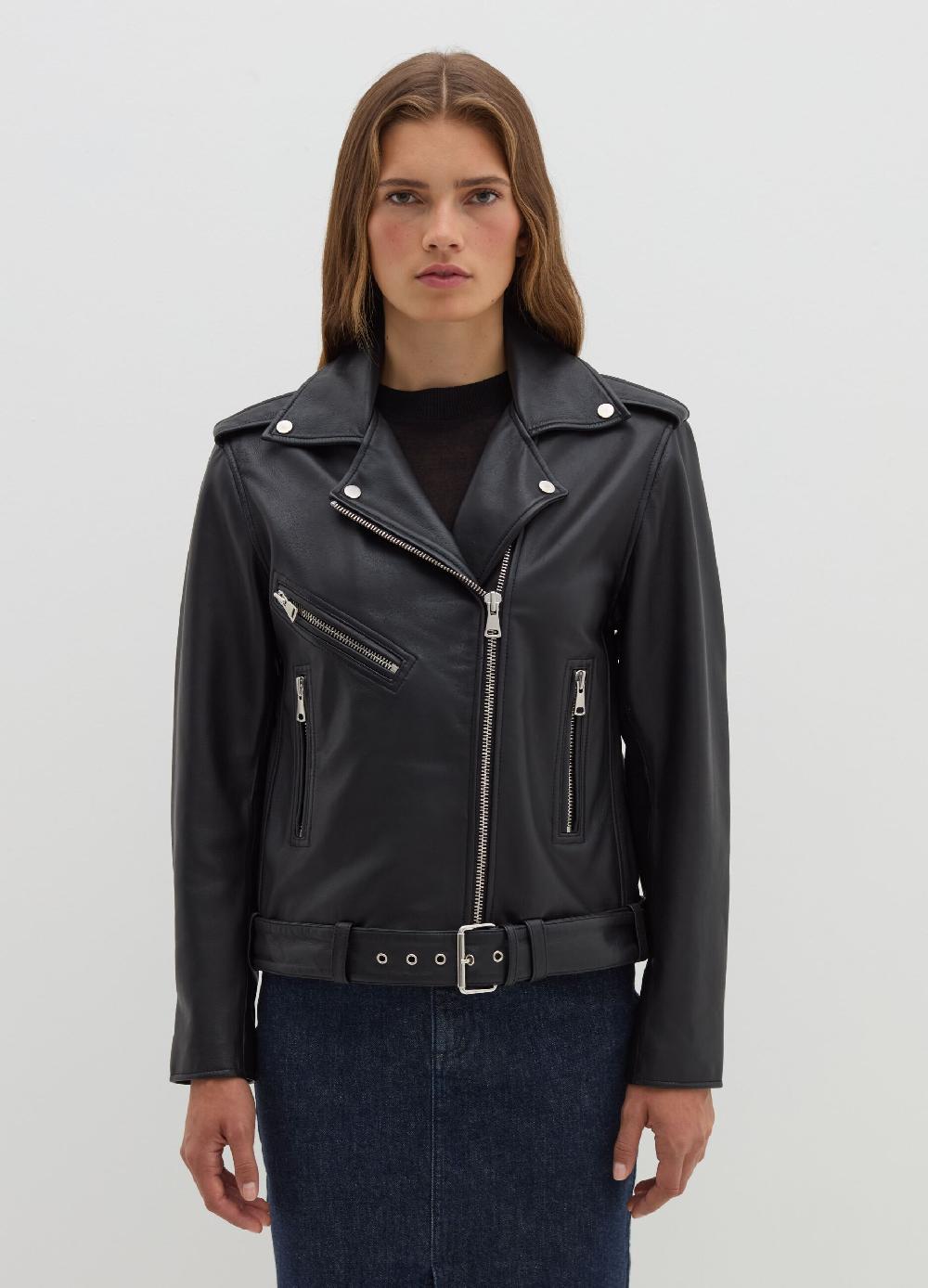 Stefanel Giacca biker in pelle con zip Italia