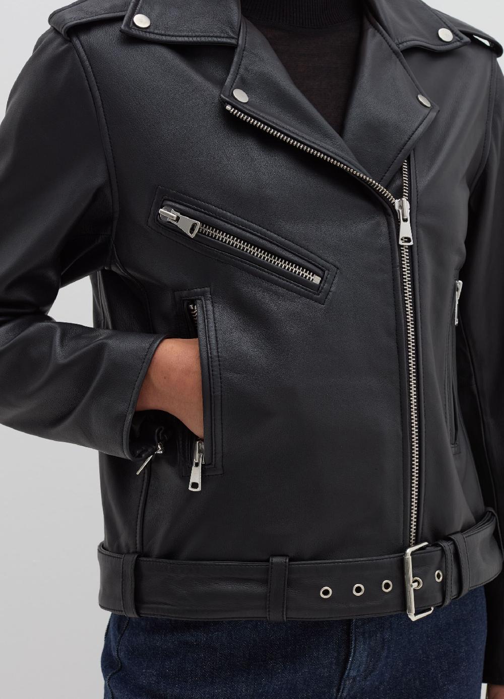 Stefanel Giacca biker in pelle con zip Italia
