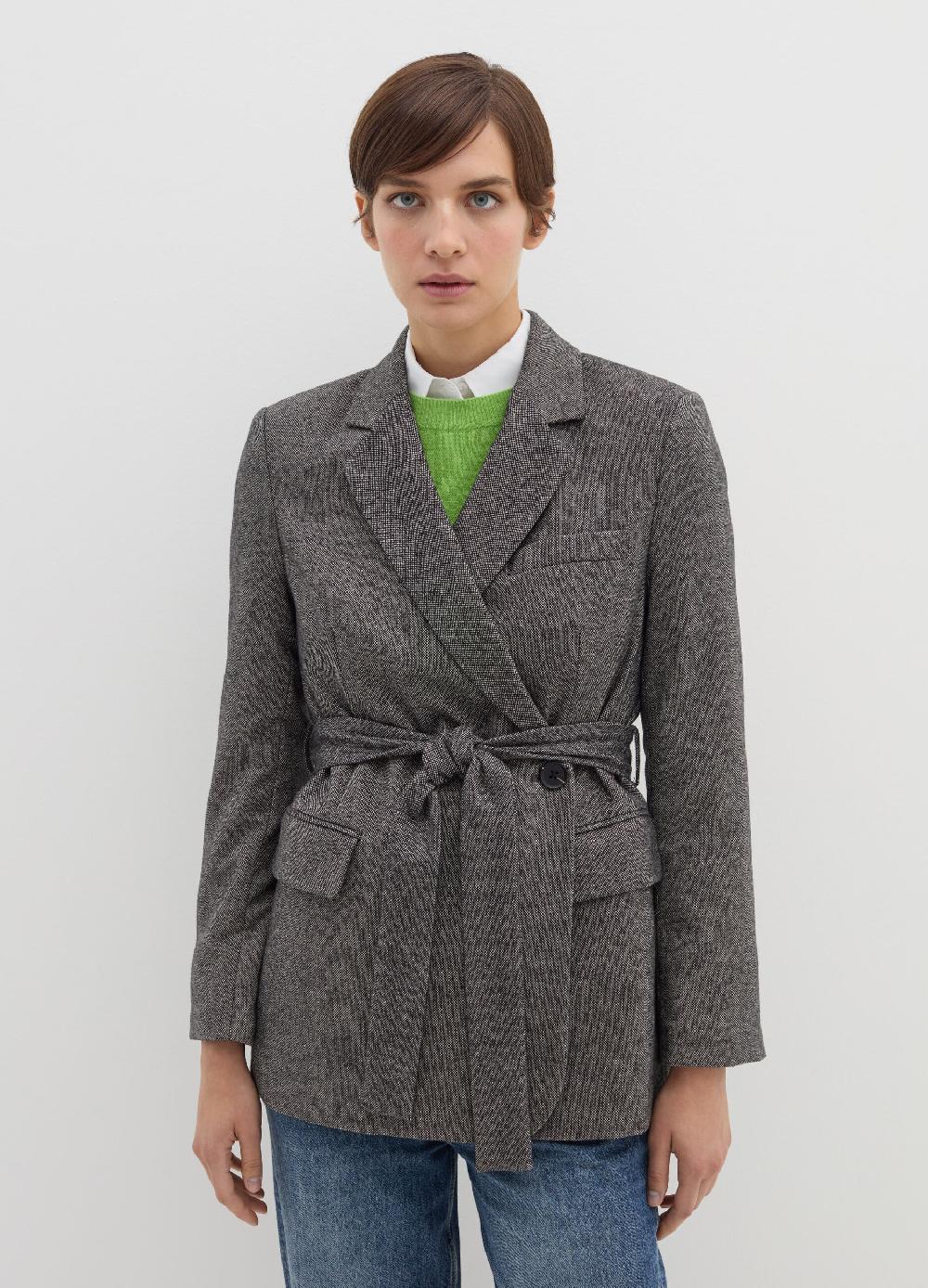 Stefanel Blazer doppiopetto in tweed con cintura In Linea