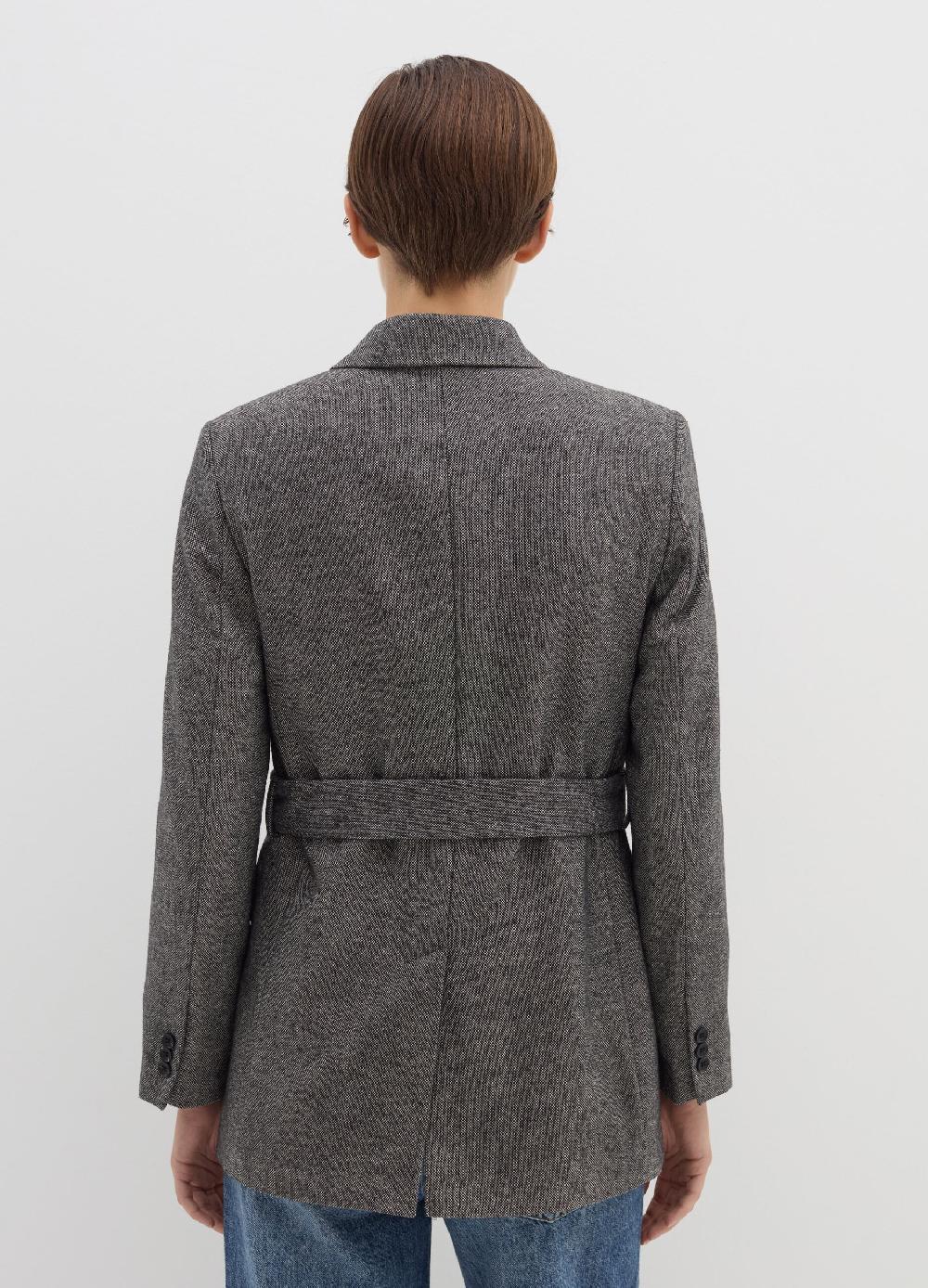 Stefanel Blazer doppiopetto in tweed con cintura In Linea