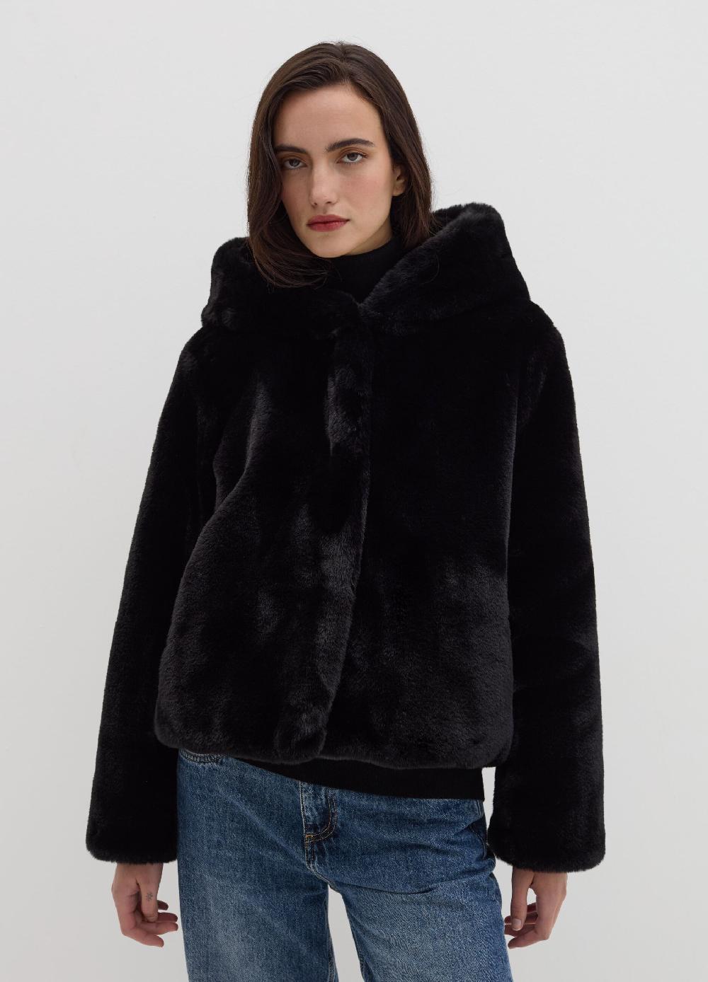 Stefanel Giacca corta teddy con cappuccio Negozi Online