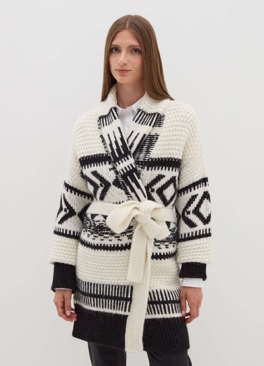 Stefanel Coatigan in stoppino con motivo jacquard Outlet