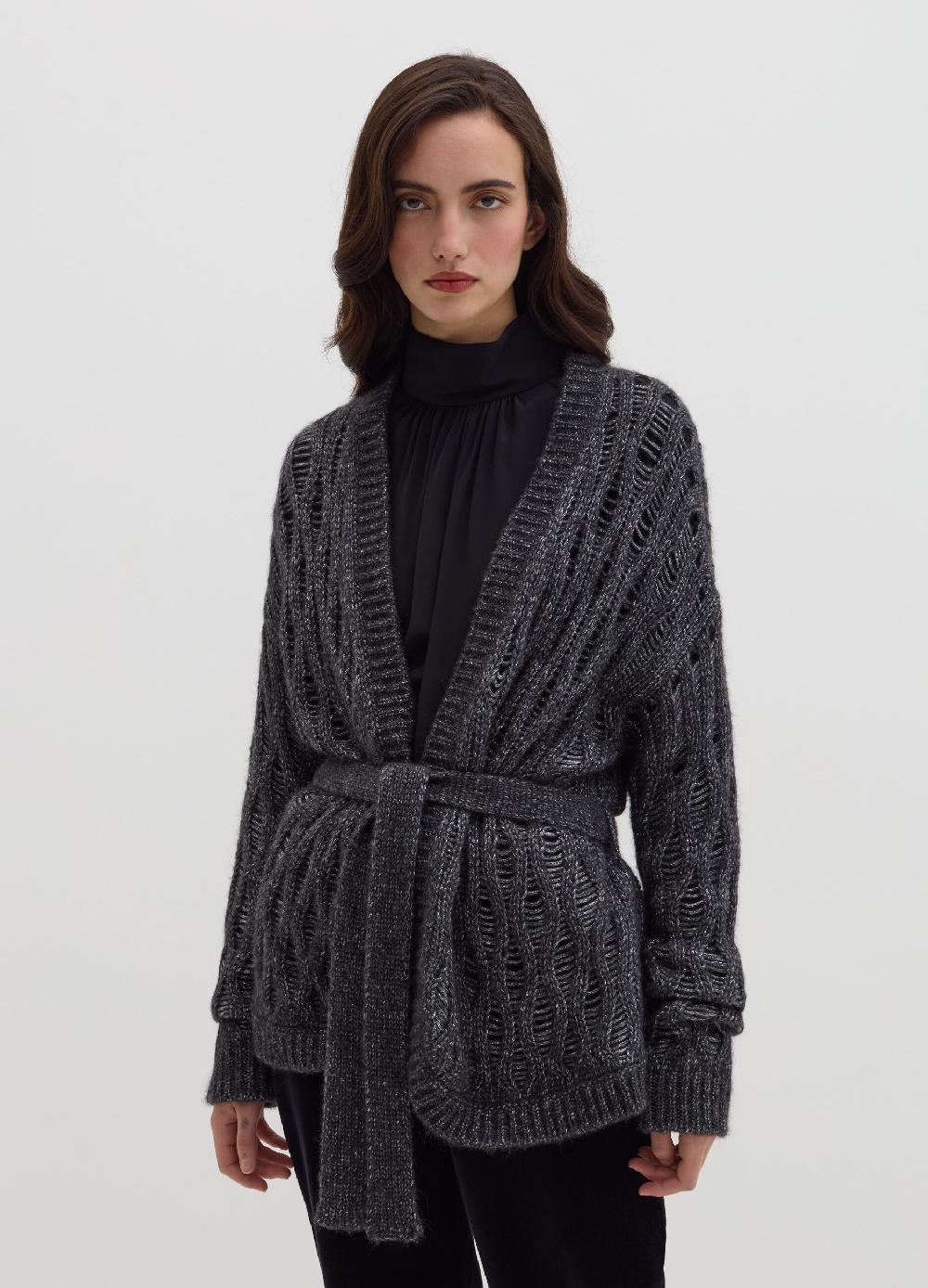 Stefanel Coatigan in lurex con cintura Saldi Di Fabbrica