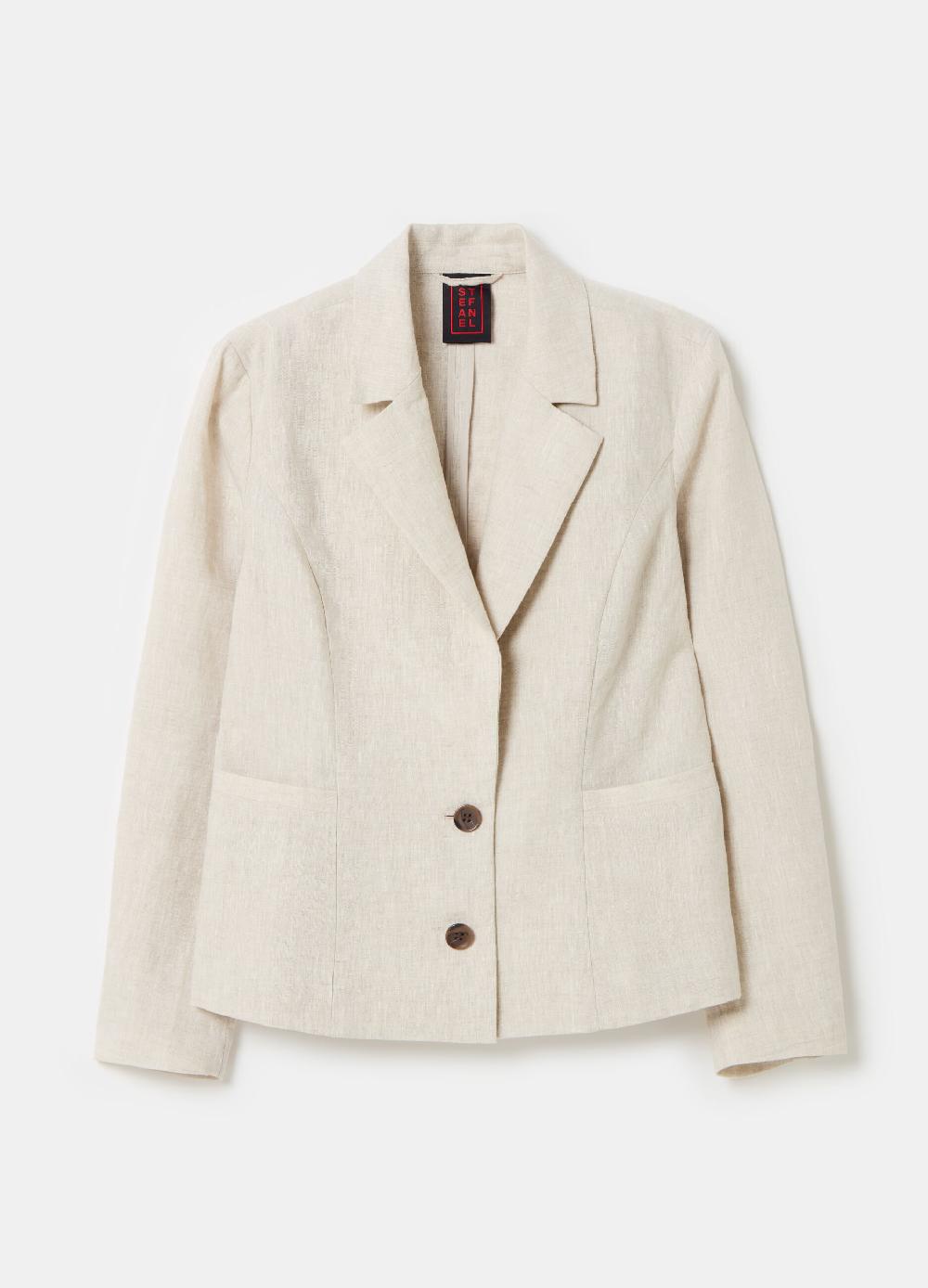 Stefanel Blazer regular fit monopetto in lino Vendite Flash