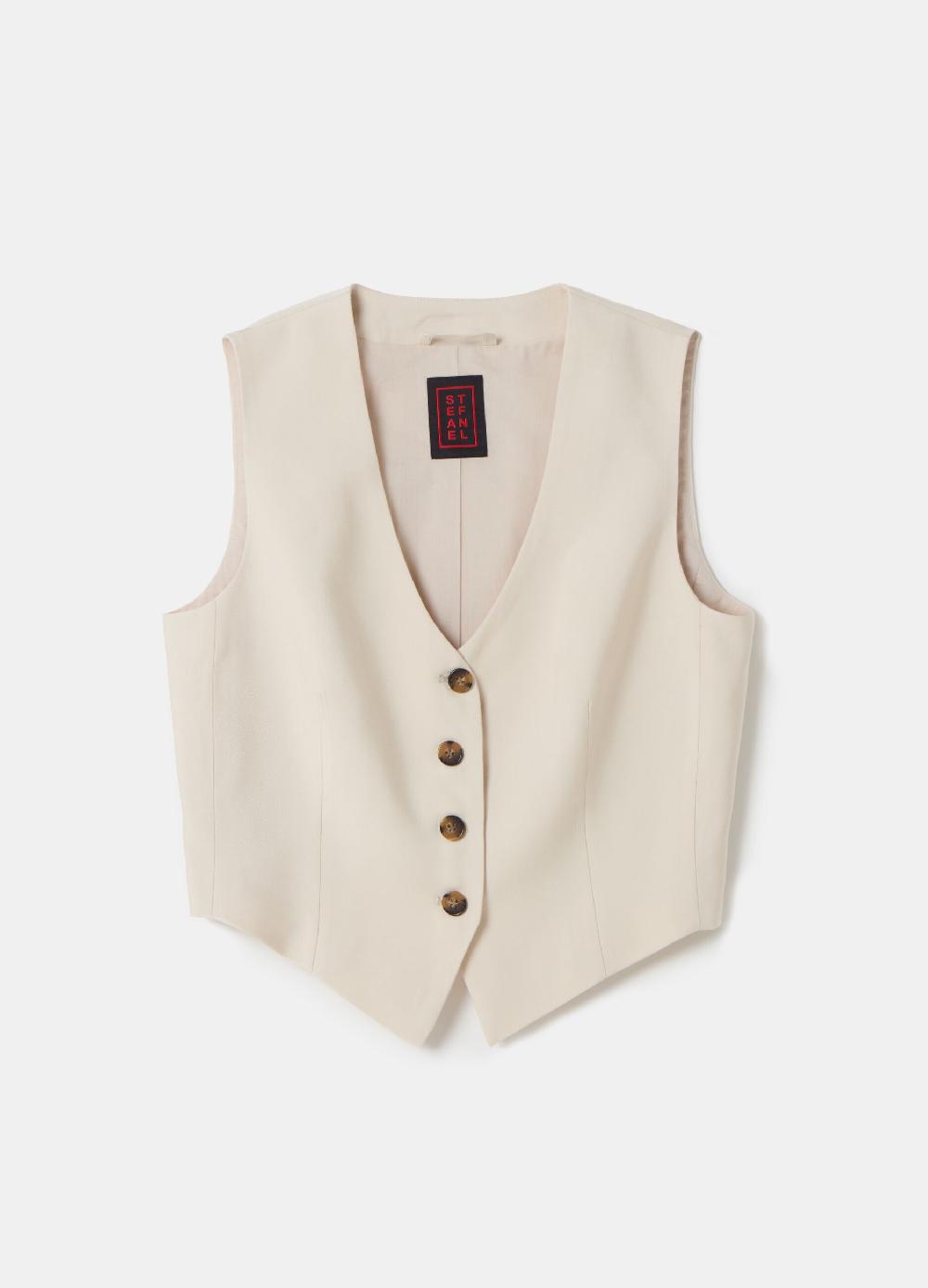 Stefanel Gilet monopetto in twill tecnico Negozio
