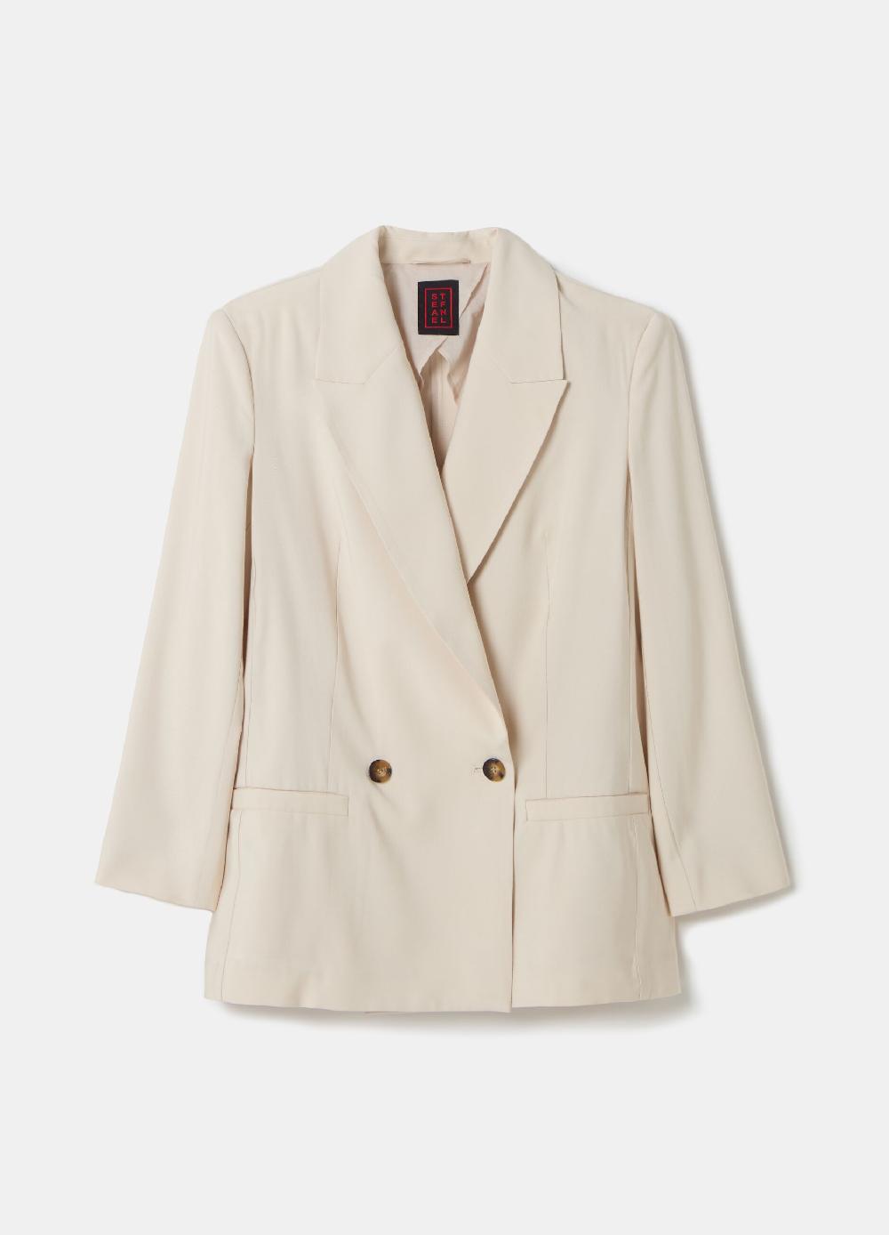 Stefanel Blazer fluido doppiopetto in twill tecnico In Saldo