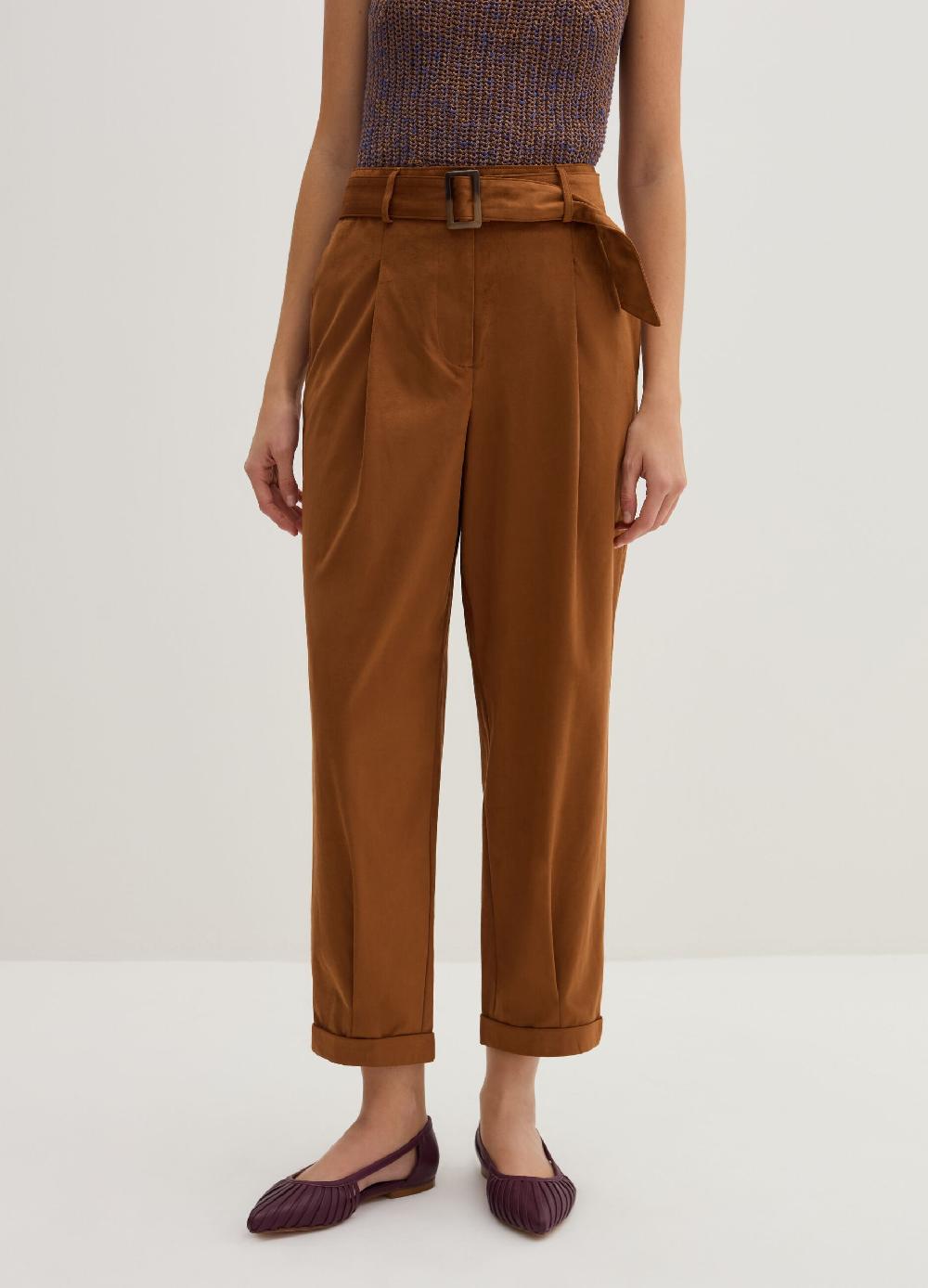 Stefanel Pantalone a sigaretta ankle fit in suede Acquista Ora