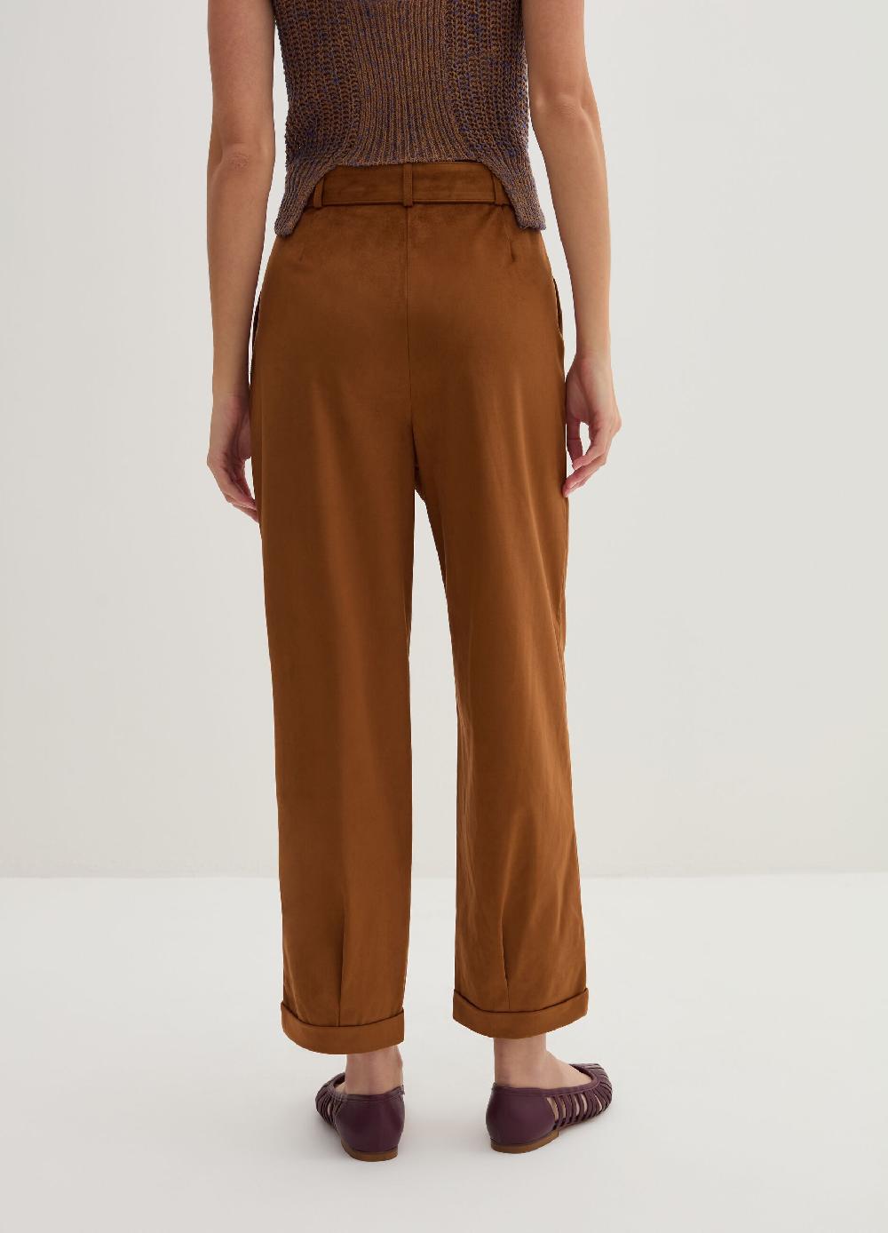 Stefanel Pantalone a sigaretta ankle fit in suede Acquista Ora