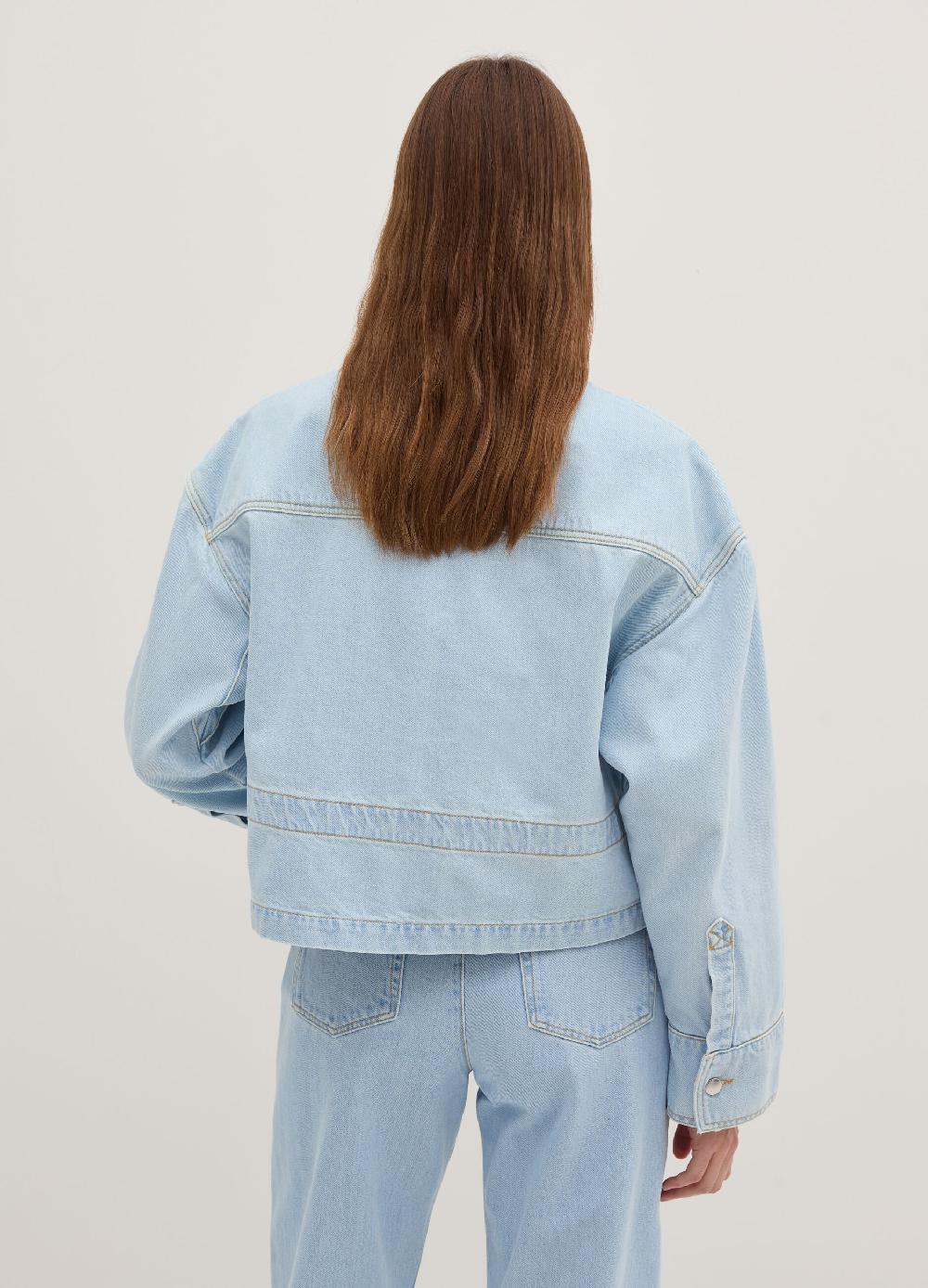 Stefanel Giubbino corto over in denim a collo alto Shopping Online