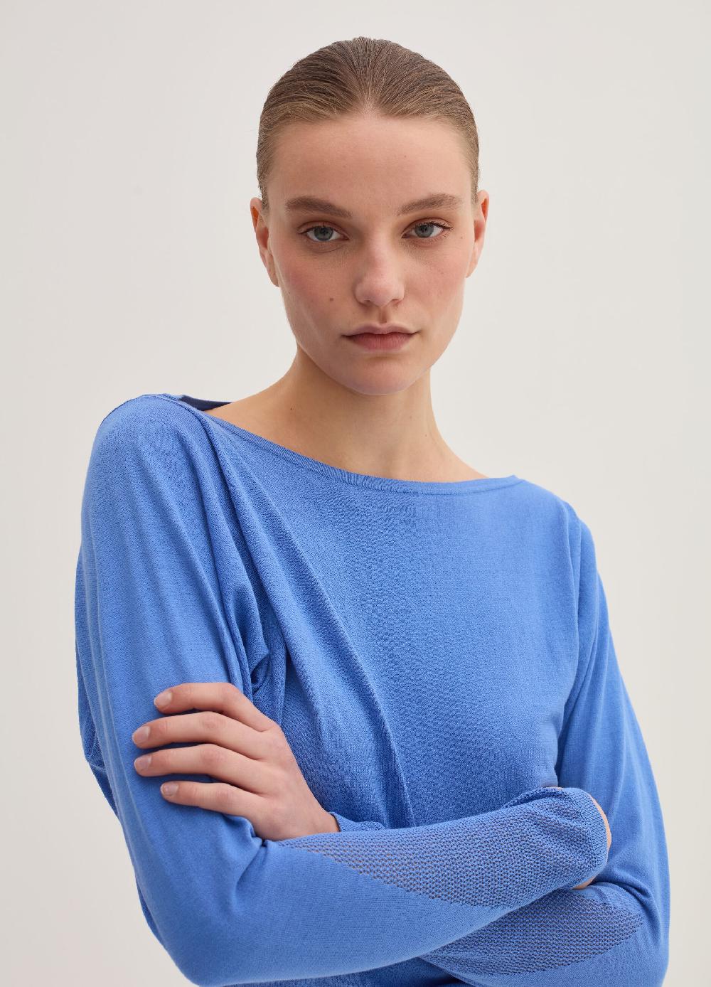 Stefanel Maglia crop in crêpe con inserto in mesh Affare Del Giorno
