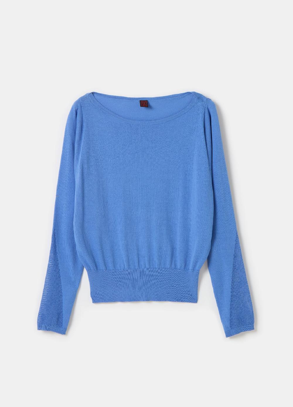 Stefanel Maglia crop in crêpe con inserto in mesh Affare Del Giorno