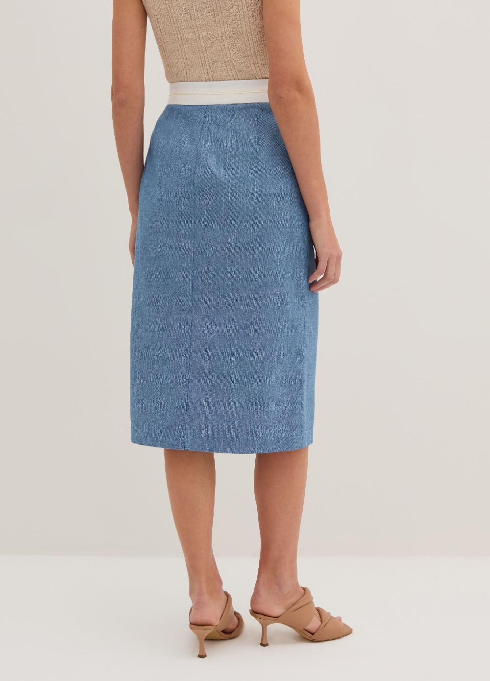 Stefanel Gonna midi sartoriale a tubo effetto denim Economico