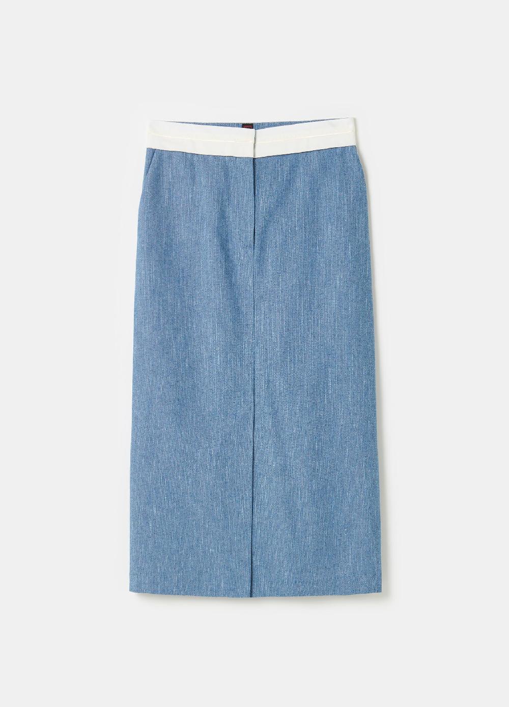 Stefanel Gonna midi sartoriale a tubo effetto denim Economico