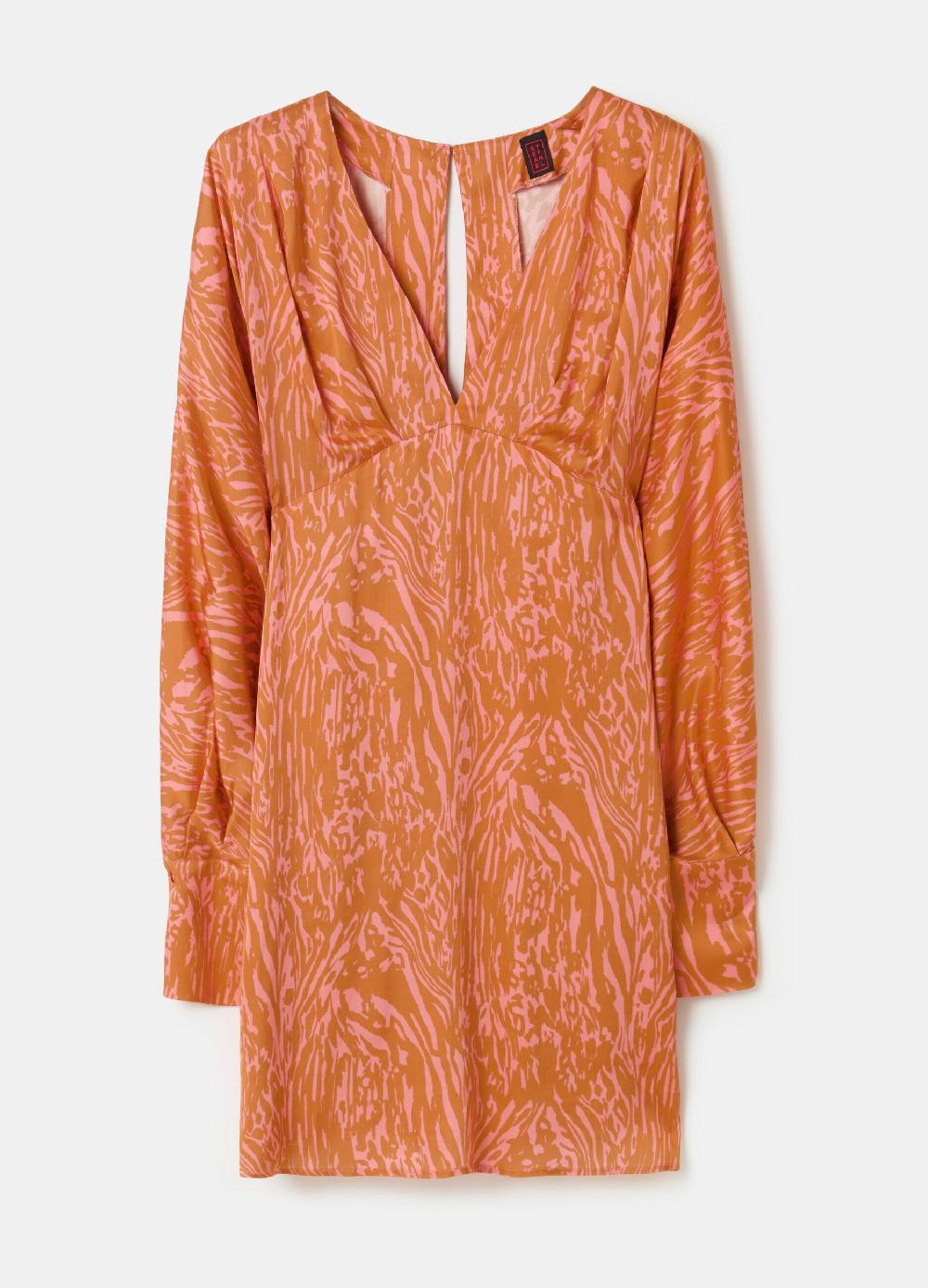 Stefanel Vestito corto in satin con stampa moire Vendite Flash