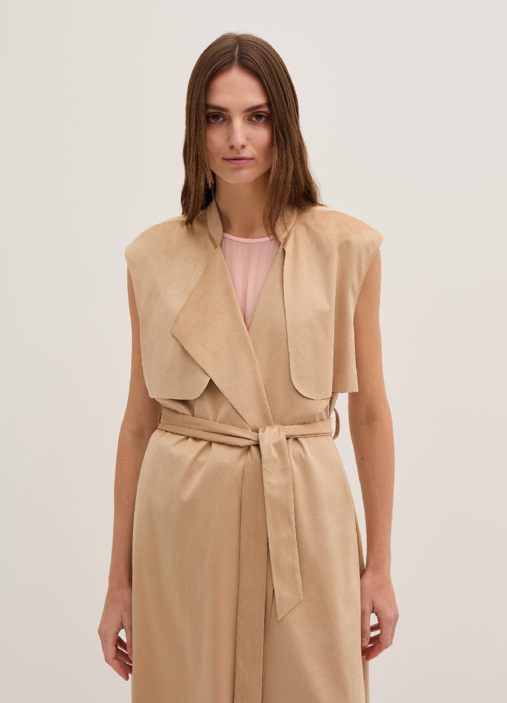 Stefanel Gilet lungo scamosciato con cintura In Saldo
