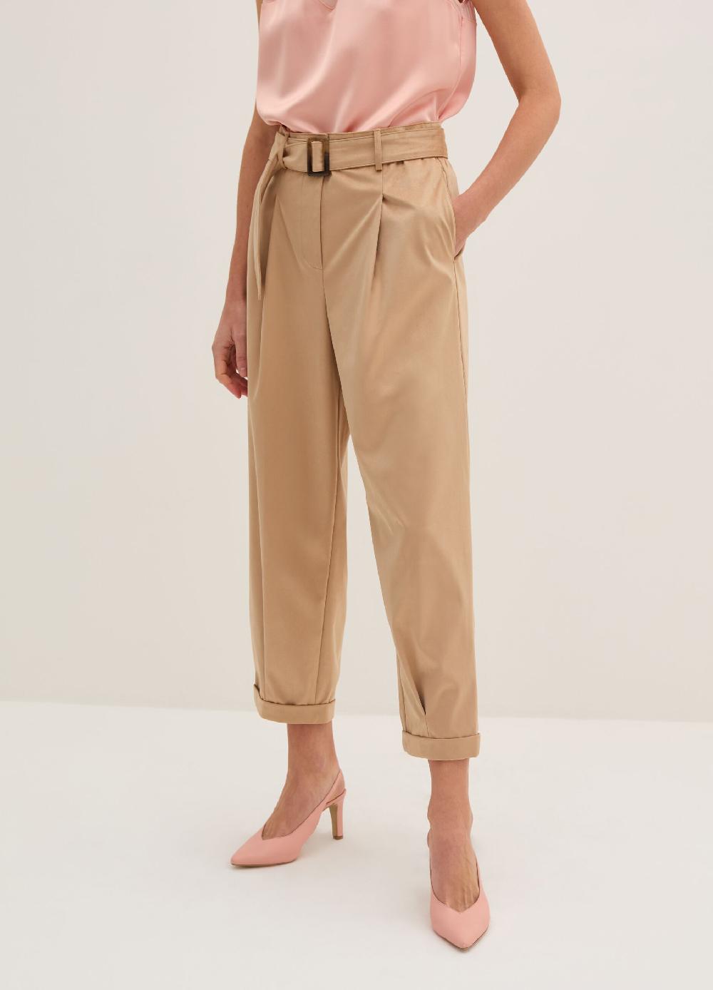 Stefanel Pantalone a sigaretta ankle fit in suede Nuova