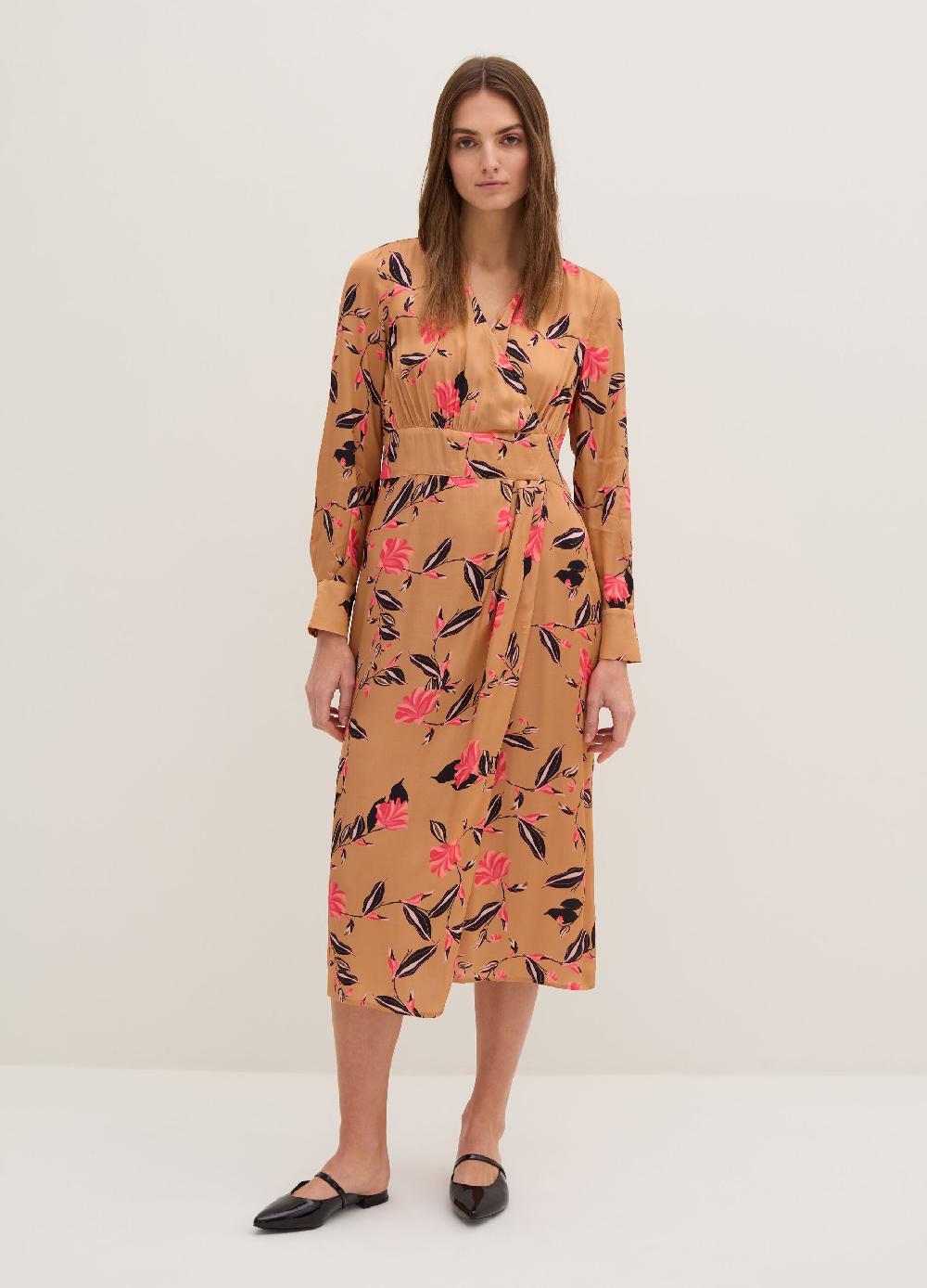 Stefanel Vestito lungo in satin stampa floreale