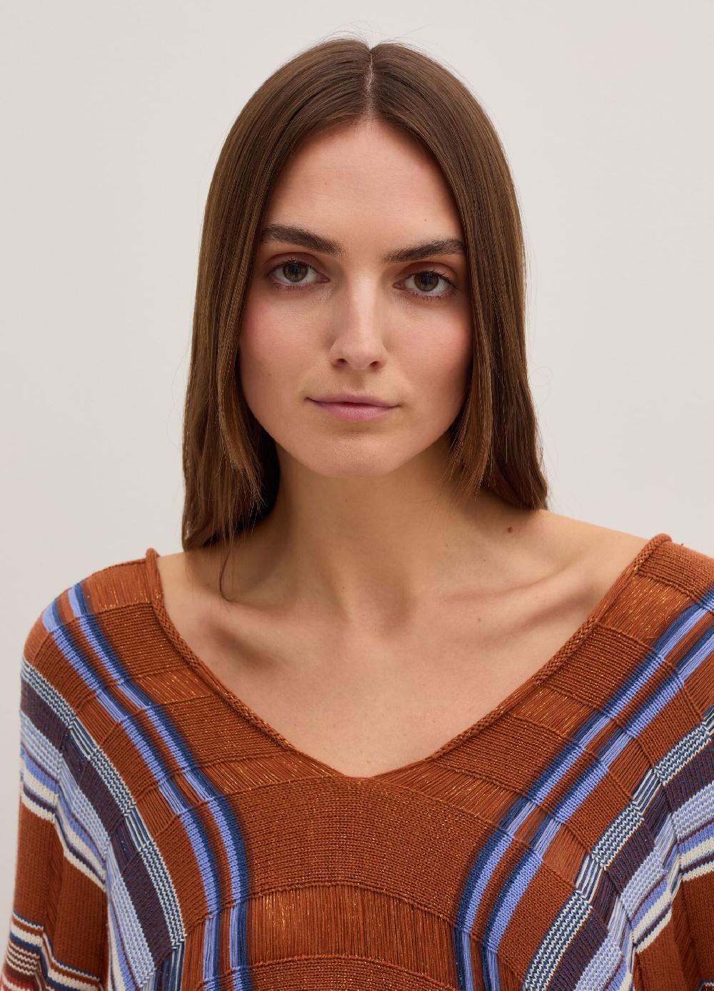 Stefanel Maglia a righe multicolor con frange Vendita