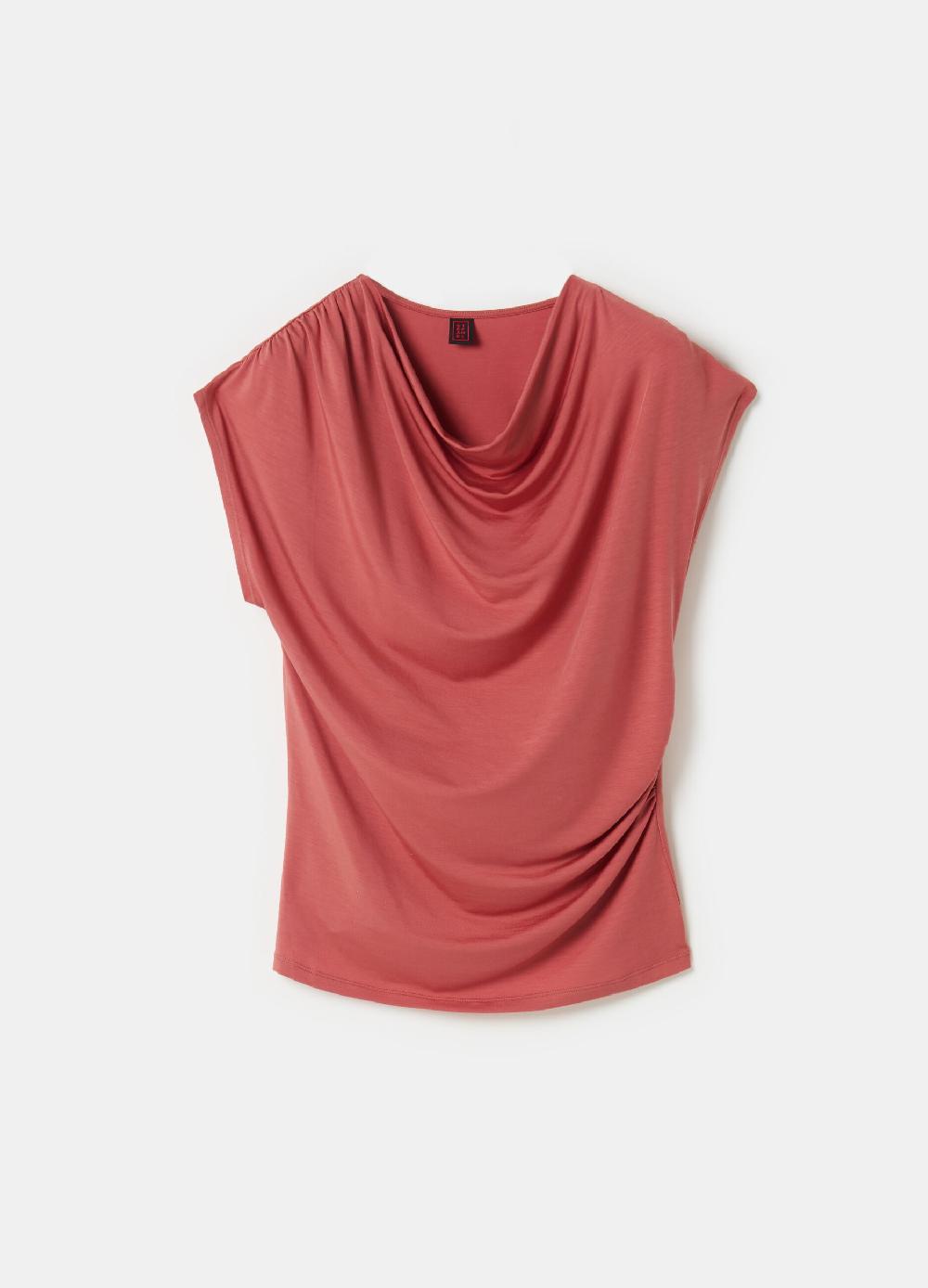 Stefanel Top smanicato scollo con drappeggio Spedizione Gratuita