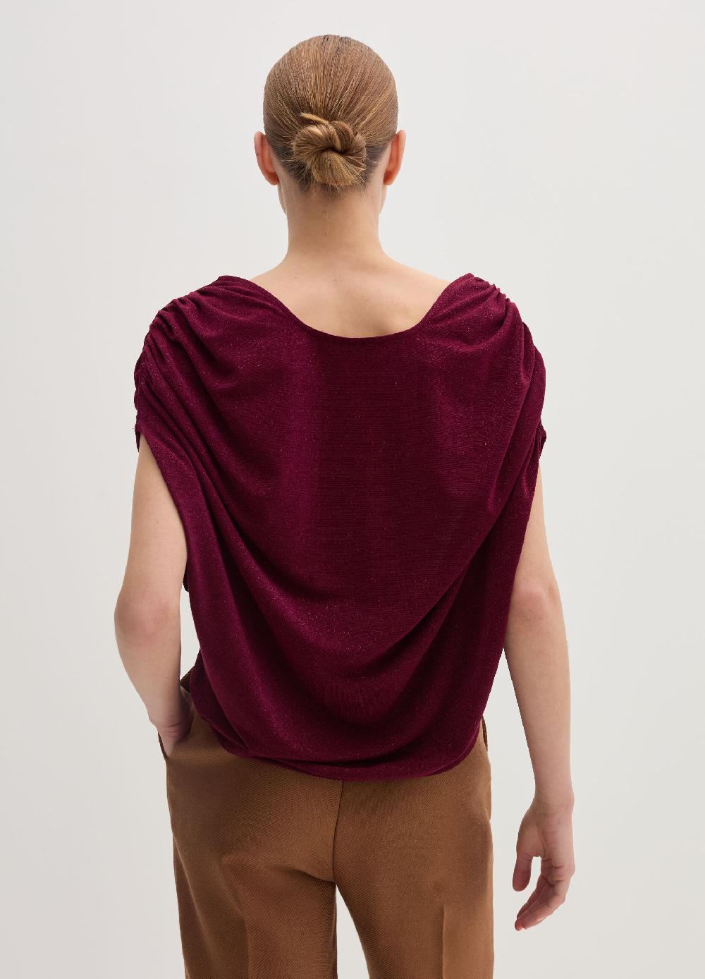 Stefanel T-shirt smanicata in lurex con arricciatura Offerta