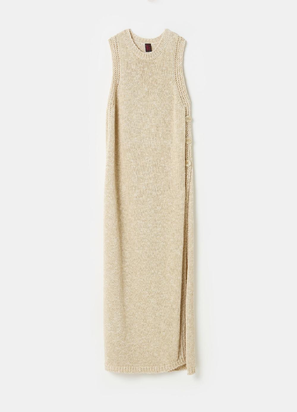 Stefanel Vestito midi con spacco e bottoni Online