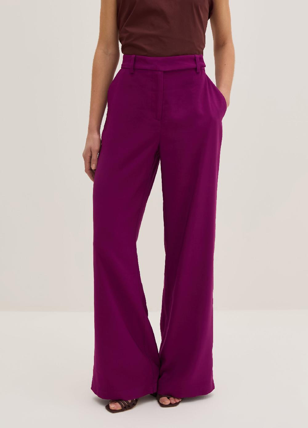 Stefanel Pantalone palazzo wide leg in twill tecnico Outlet