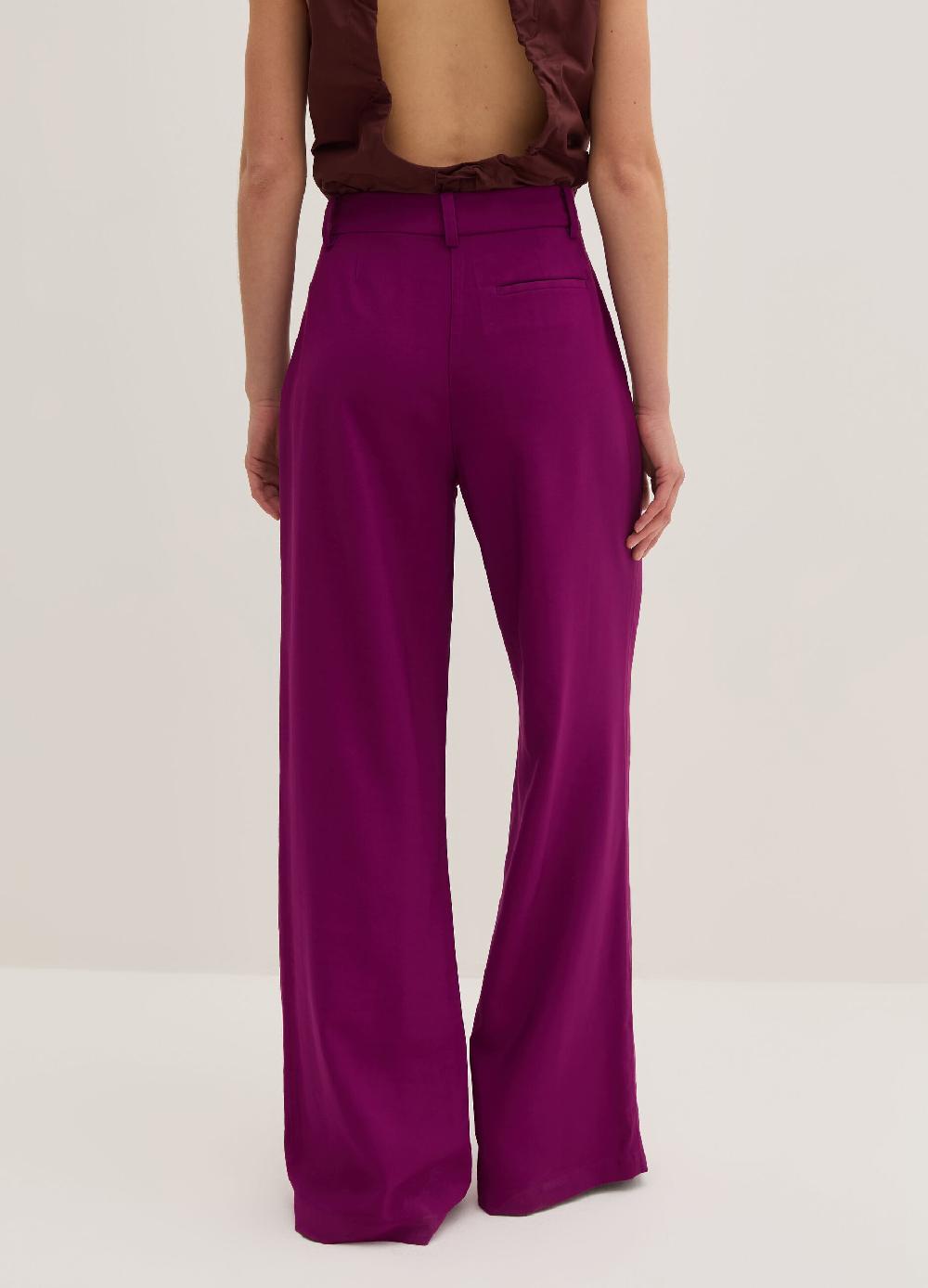 Stefanel Pantalone palazzo wide leg in twill tecnico Outlet