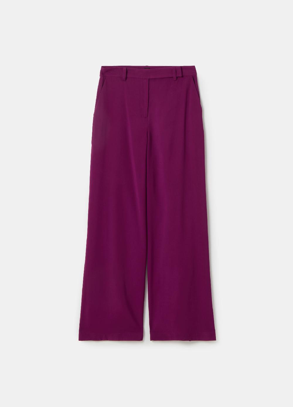 Stefanel Pantalone palazzo wide leg in twill tecnico Outlet