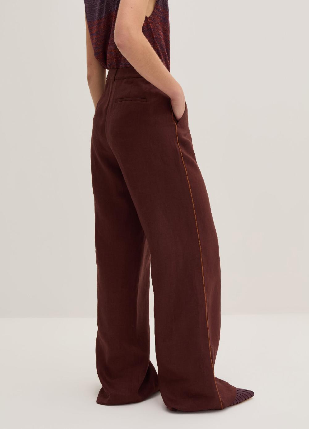 Stefanel Pantalone palazzo con piping a contrasto Saldi