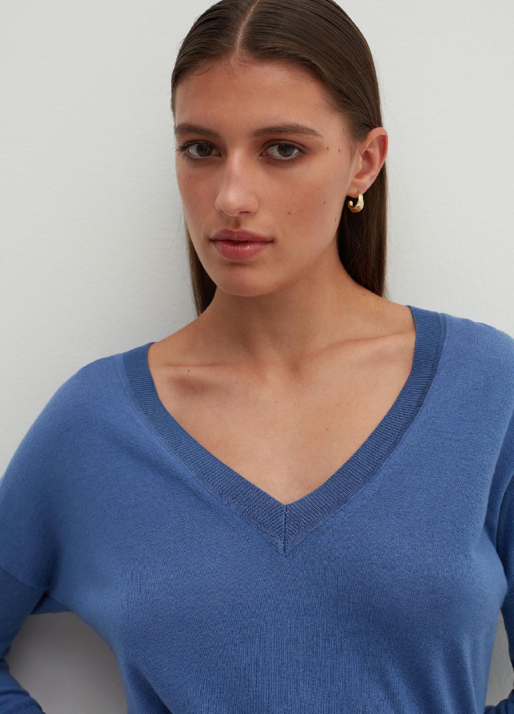 Stefanel Pullover in lana e seta con scollo a V Spedizione Gratuita