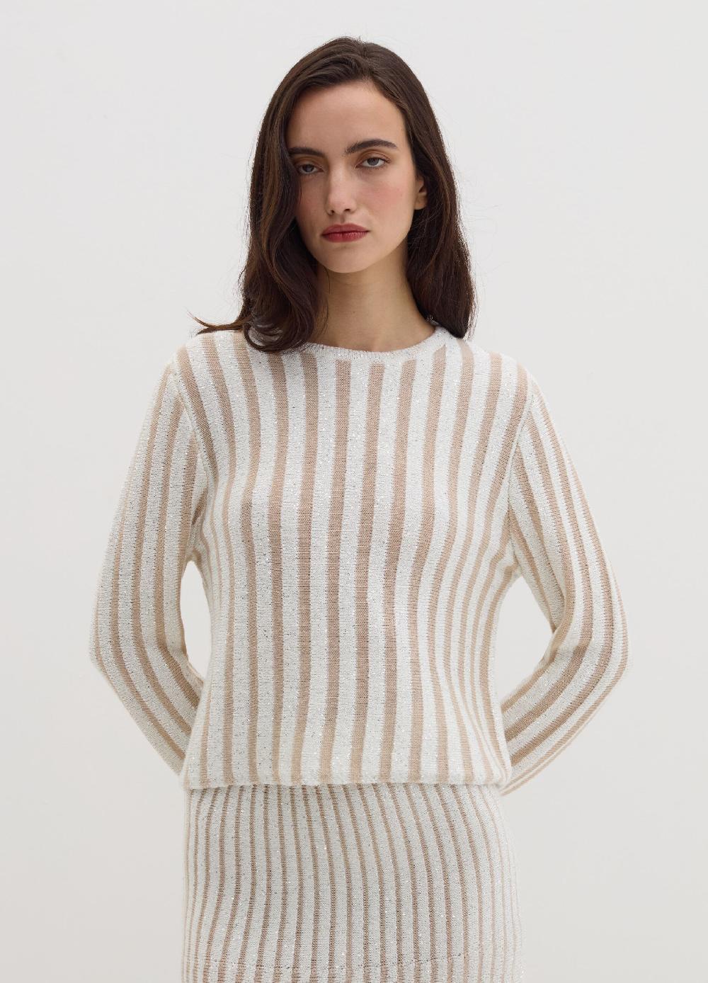 Stefanel Maglia a righe con micro paillettes Negozio