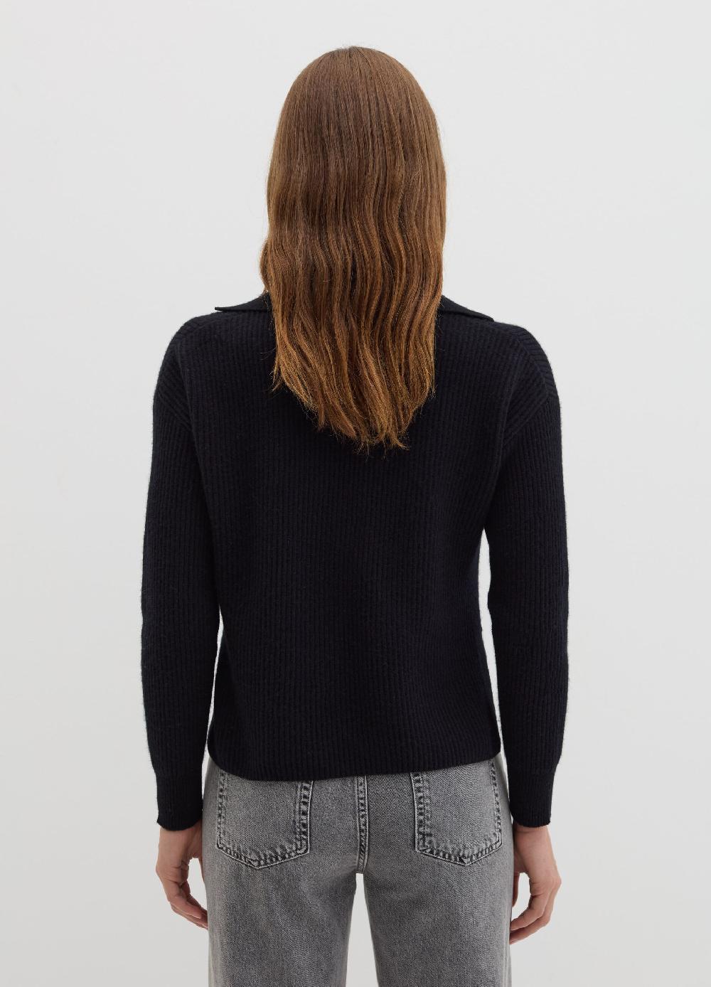 Stefanel Maglia in lana cardata con scollo a polo Moda