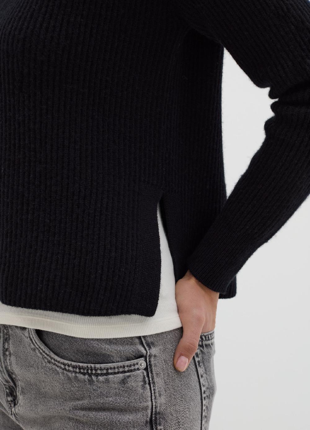Stefanel Maglia in lana cardata con scollo a polo Moda