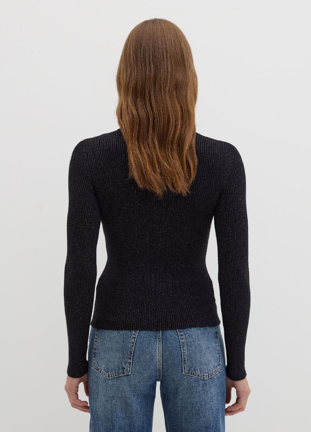 Stefanel T-shirt in lurex a costine con maniche lunghe Fornitura limitata