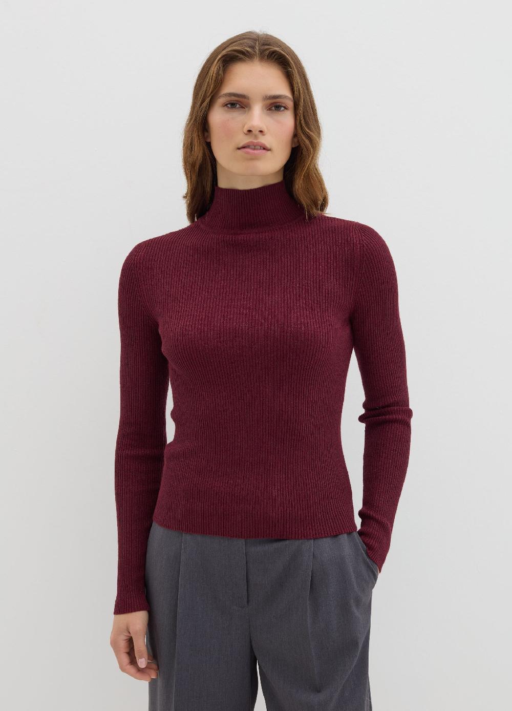 Stefanel T-shirt in lurex a costine con collo alto Shopping online