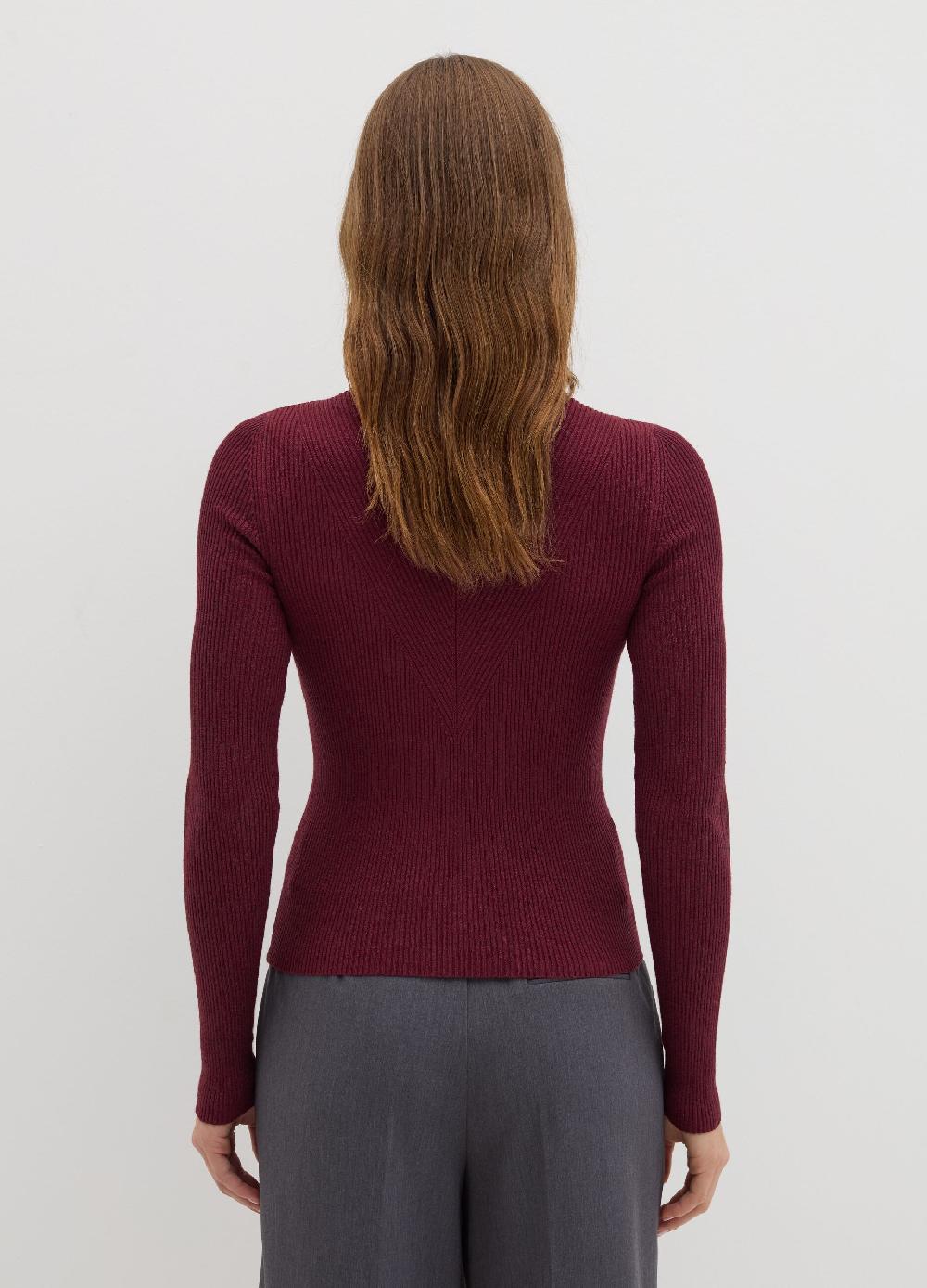 Stefanel T-shirt in lurex a costine con collo alto Shopping online