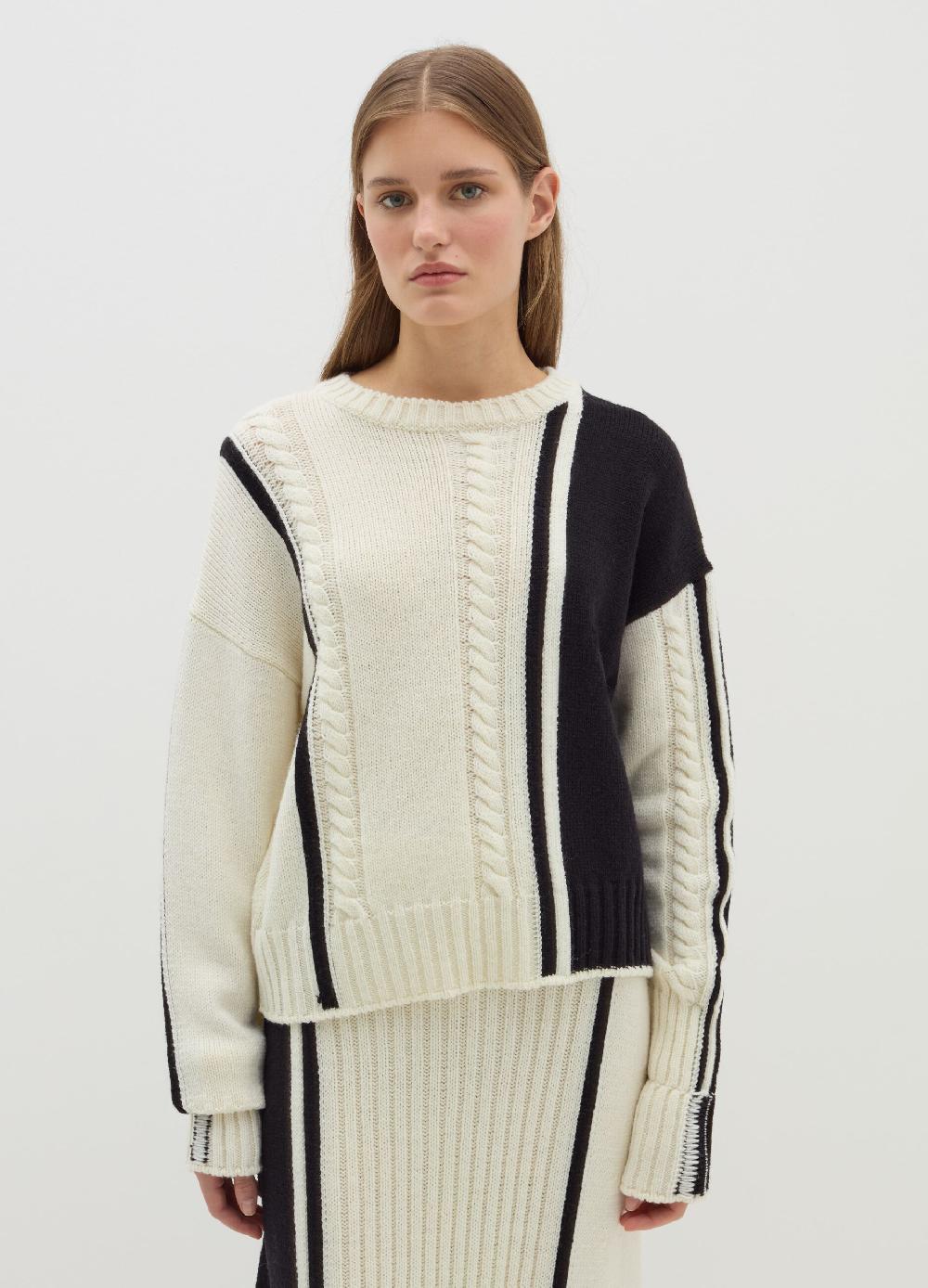 Stefanel Pullover in cordonetto con intarsio bicolore Offerta temporanea