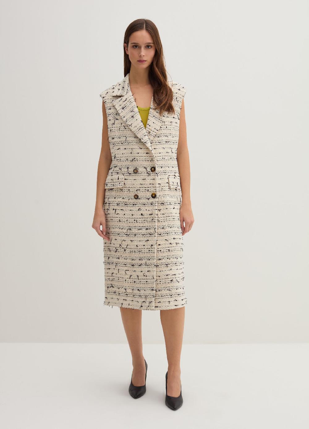 Stefanel Gilet lungo doppiopetto in tweed Promozione temporanea