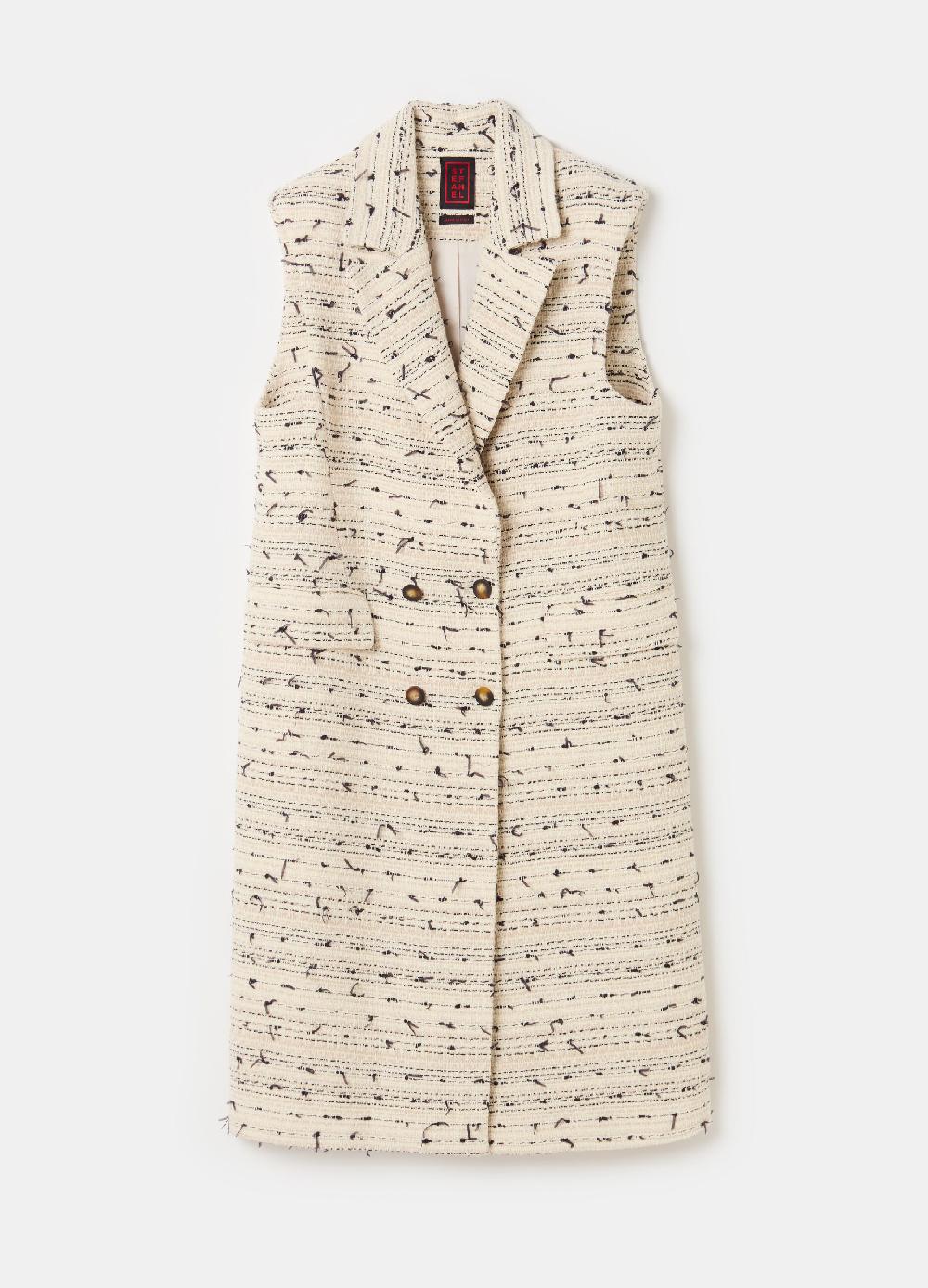 Stefanel Gilet lungo doppiopetto in tweed Promozione temporanea