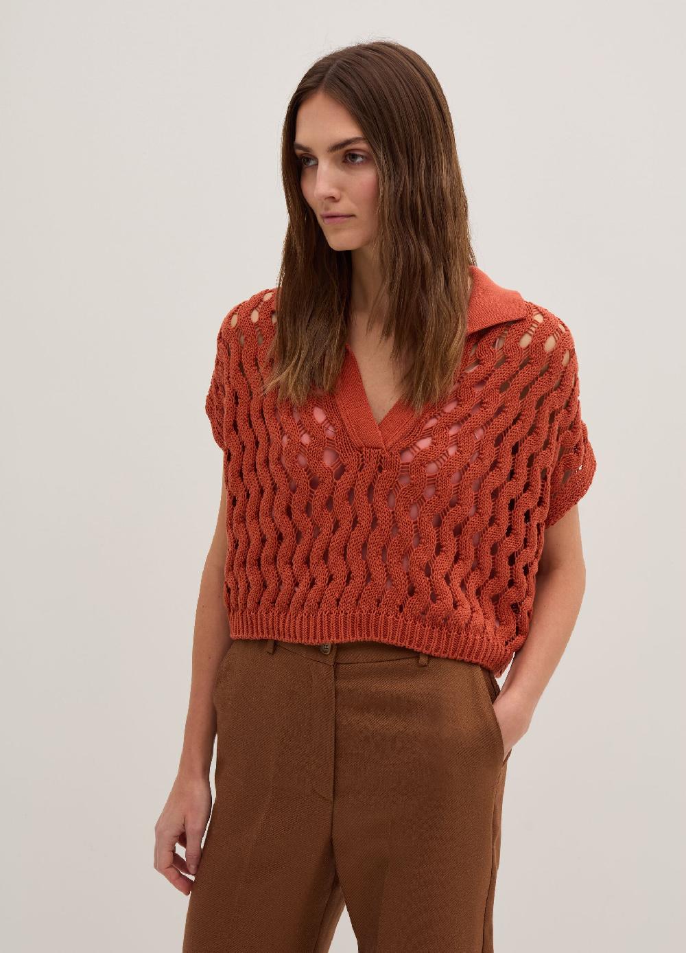 Stefanel Maglia in cordonetto con scollo a polo Discount Store per i nuovi prodotti