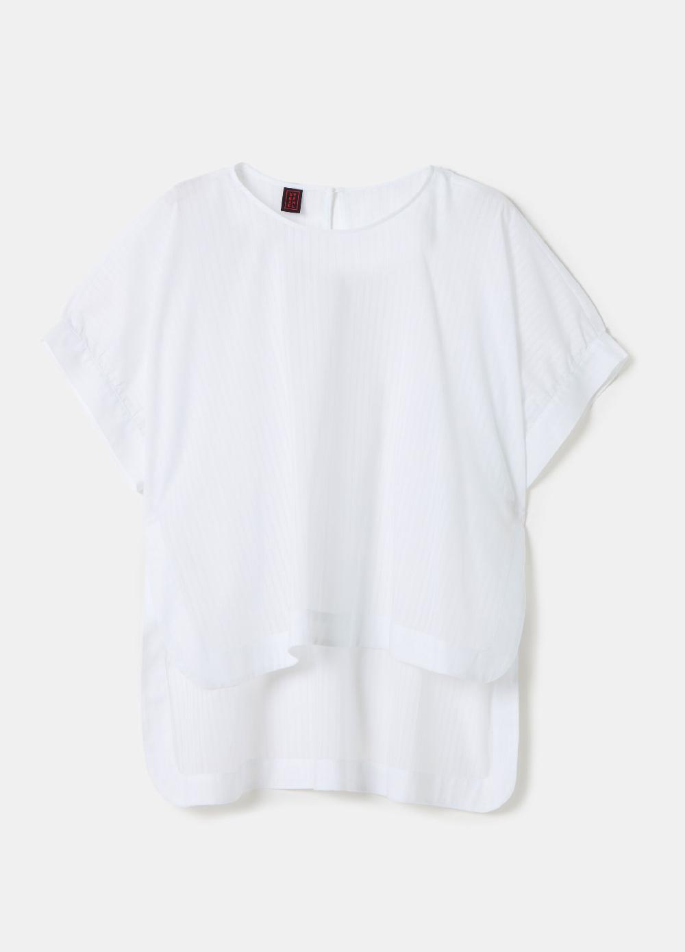 Stefanel Blusa in voille di cotone dobby a righe Super sconto