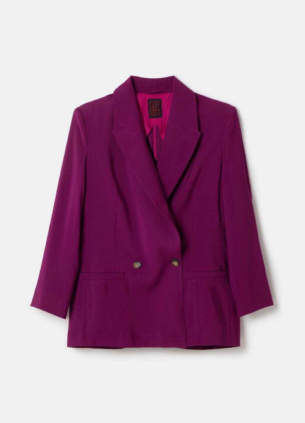 Stefanel Blazer fluido doppiopetto in twill tecnico Trasporto libero internazionale