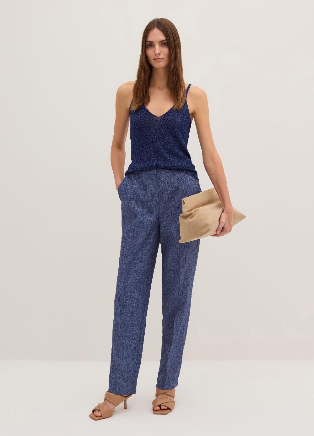 Stefanel Pantalone carrot fit con trama natte Italy