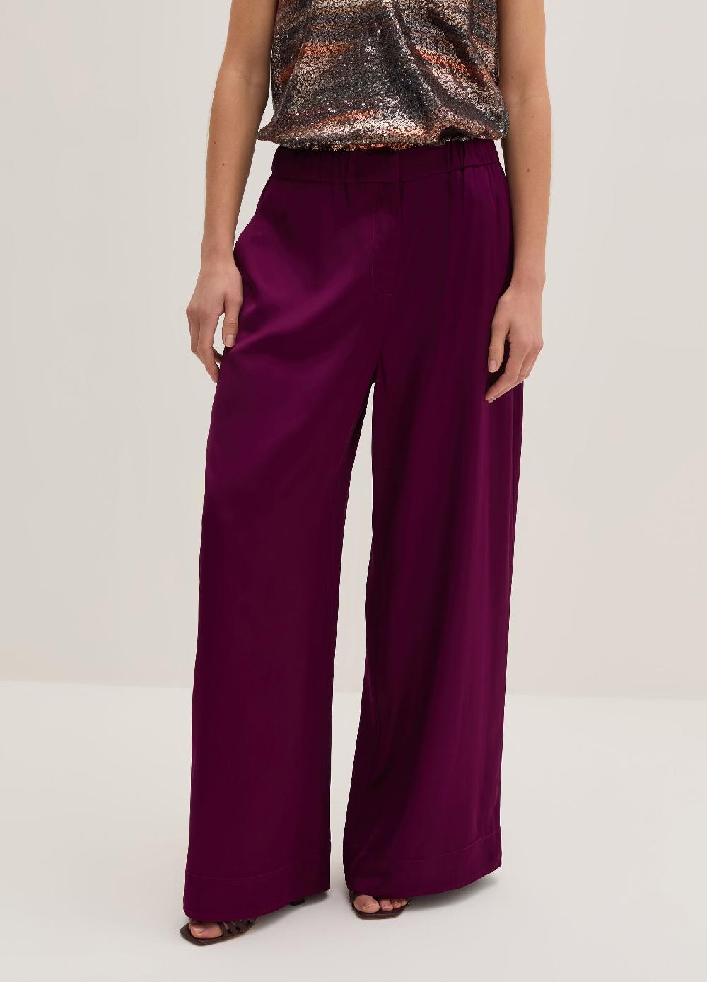 Stefanel Pantalone wide leg in viscosa satin Italia