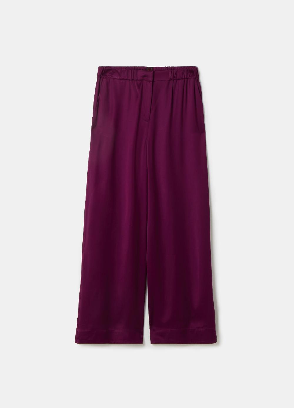 Stefanel Pantalone wide leg in viscosa satin Italia