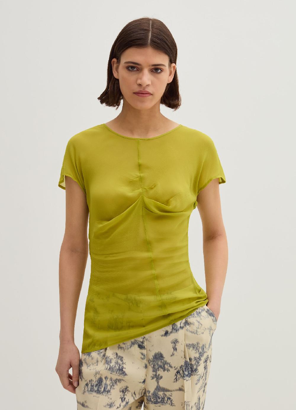 Stefanel T-shirt in georgette con arricciatura In Linea