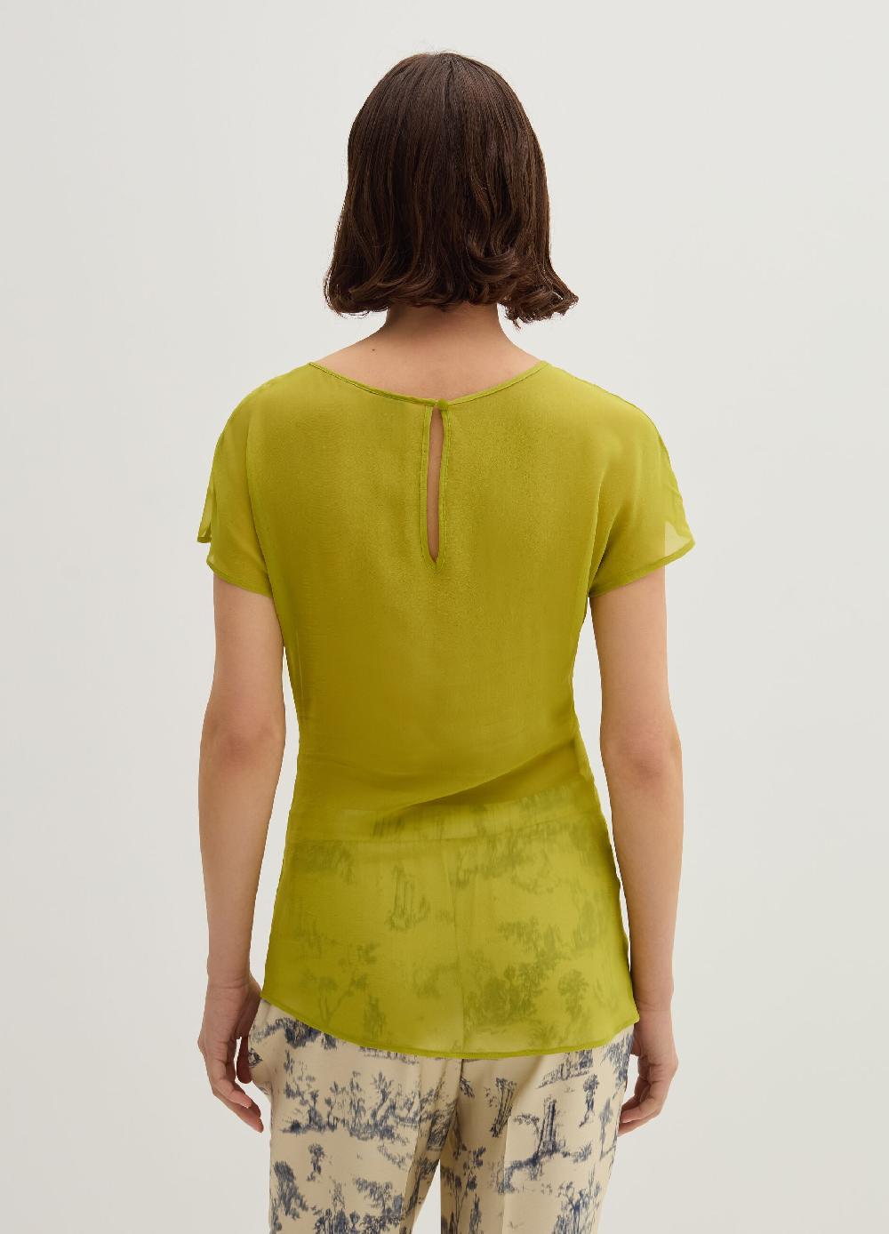 Stefanel T-shirt in georgette con arricciatura In Linea
