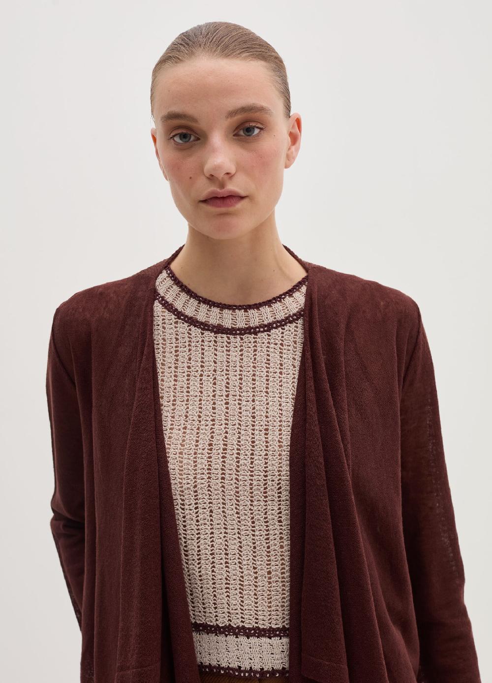 Stefanel Cardigan aperto in misto lino Spedizione Gratuita