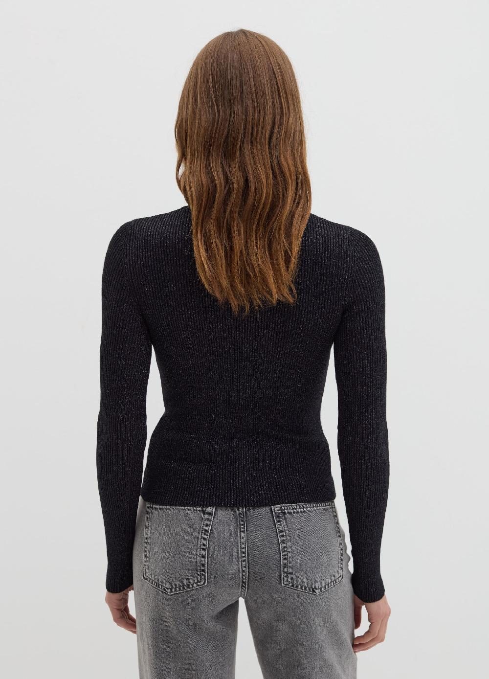 Stefanel T-shirt in lurex a costine con collo alto Promozione Limitata